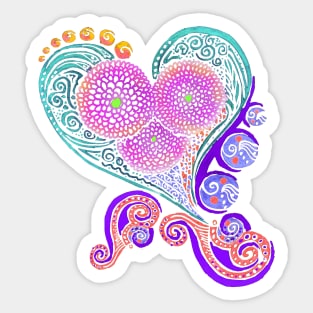 Floral Heart Fantasy - Hearts and Flowers Sticker